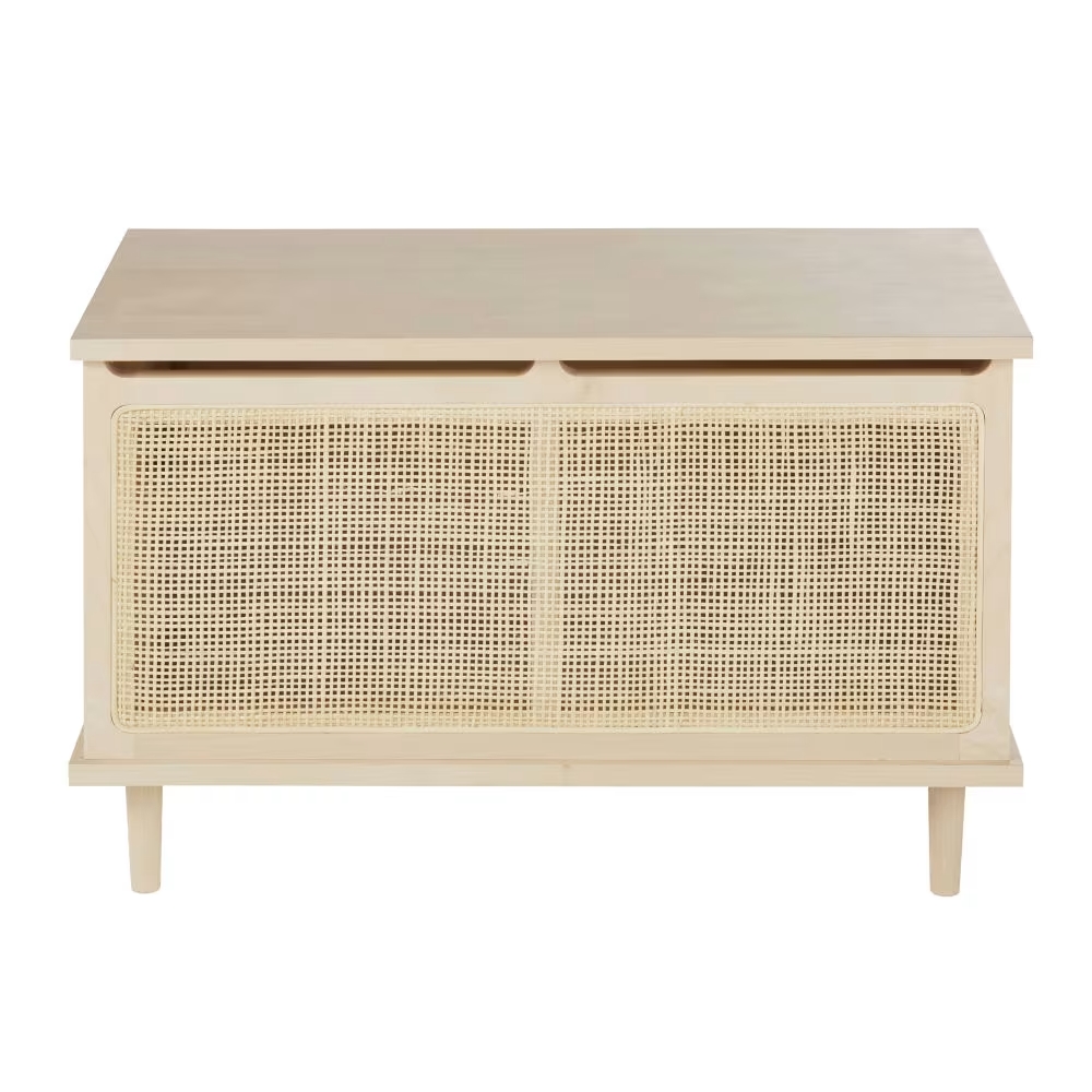 Coffre de rangement Solstice en rotin cannage beige
