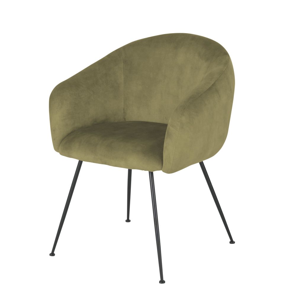 Fauteuil de table Kyss en velours vert