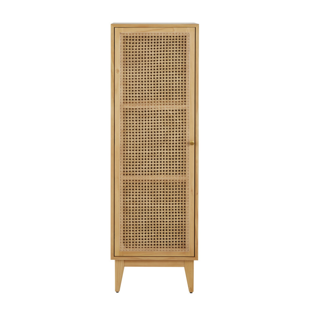 Cabinet de rangement Suzelle 1 porte et rotin tressé