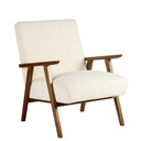 Fauteuil vintage Hermann en bois de hêtre et velours côtelé blanc