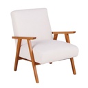 Fauteuil Hermann bouclettes blanches et bois de hêtre