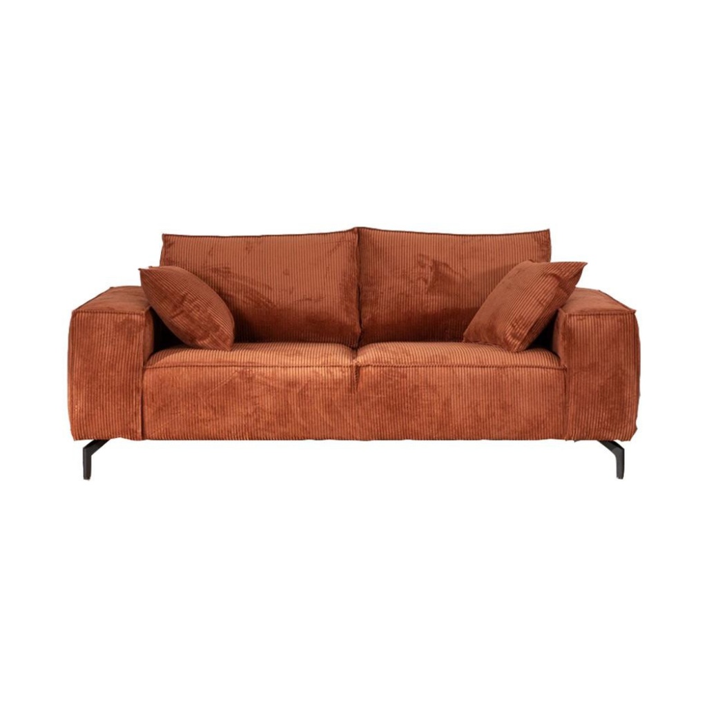 Canapé Pueblo en tissu côtelé rouille moderne 3 places rouille