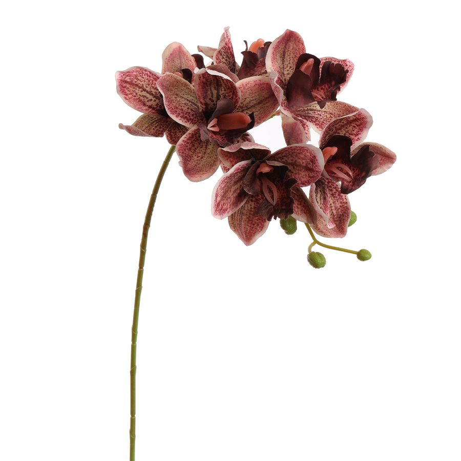 Tige fleur artificielle cymbidium bordeaux