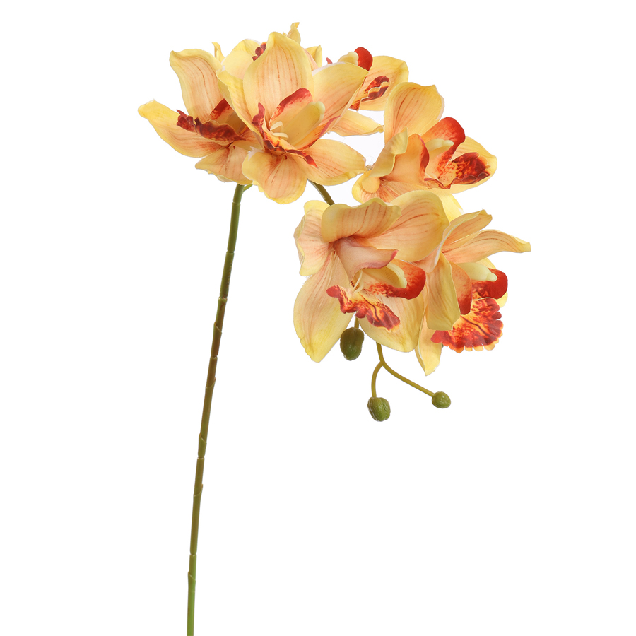 Tige fleur artificielle cymbidium jaune