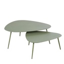 Lot de 2 table basse gigogne Humpa de jardin en métal vert kaki