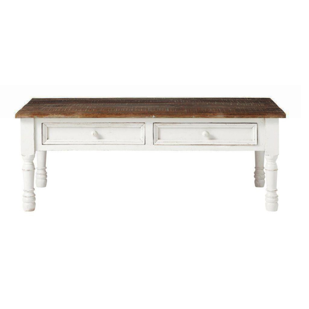 Table basse Amélie en manguier massif blanchi