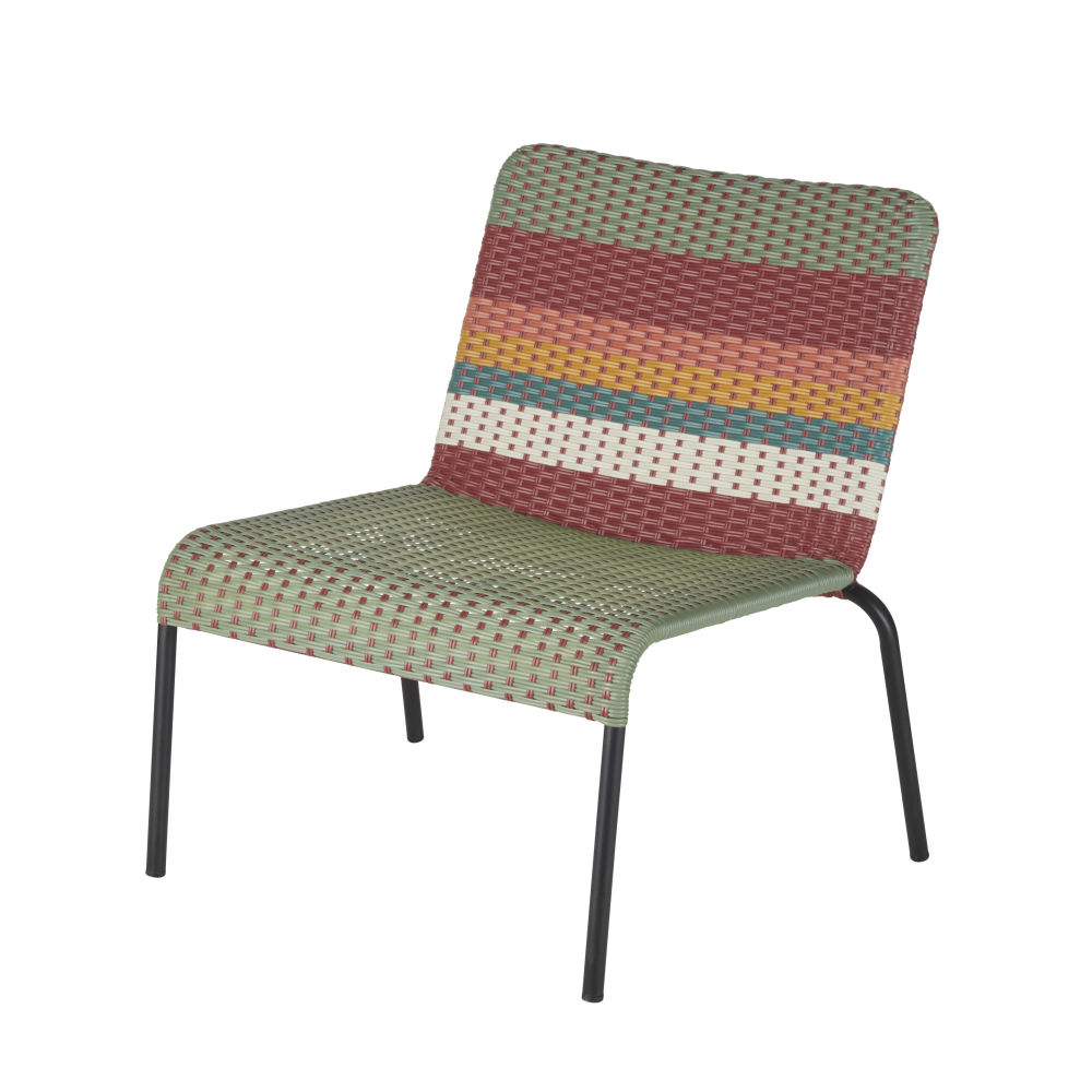 Fauteuil de jardin en résine recyclée tressée et acier noir Sao Antao