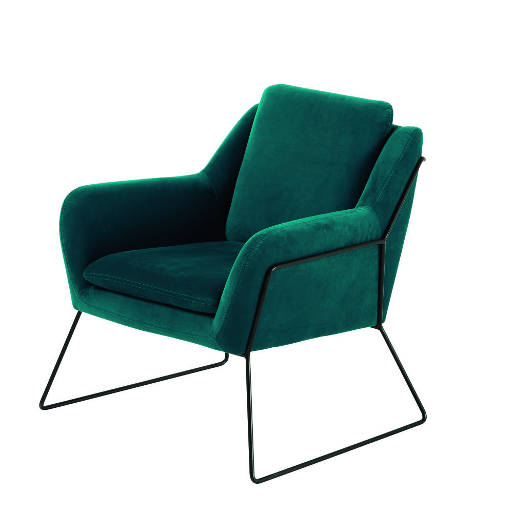 Fauteuil Jasper en velours bleu pétrole