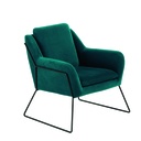 Fauteuil Jasper en velours bleu pétrole