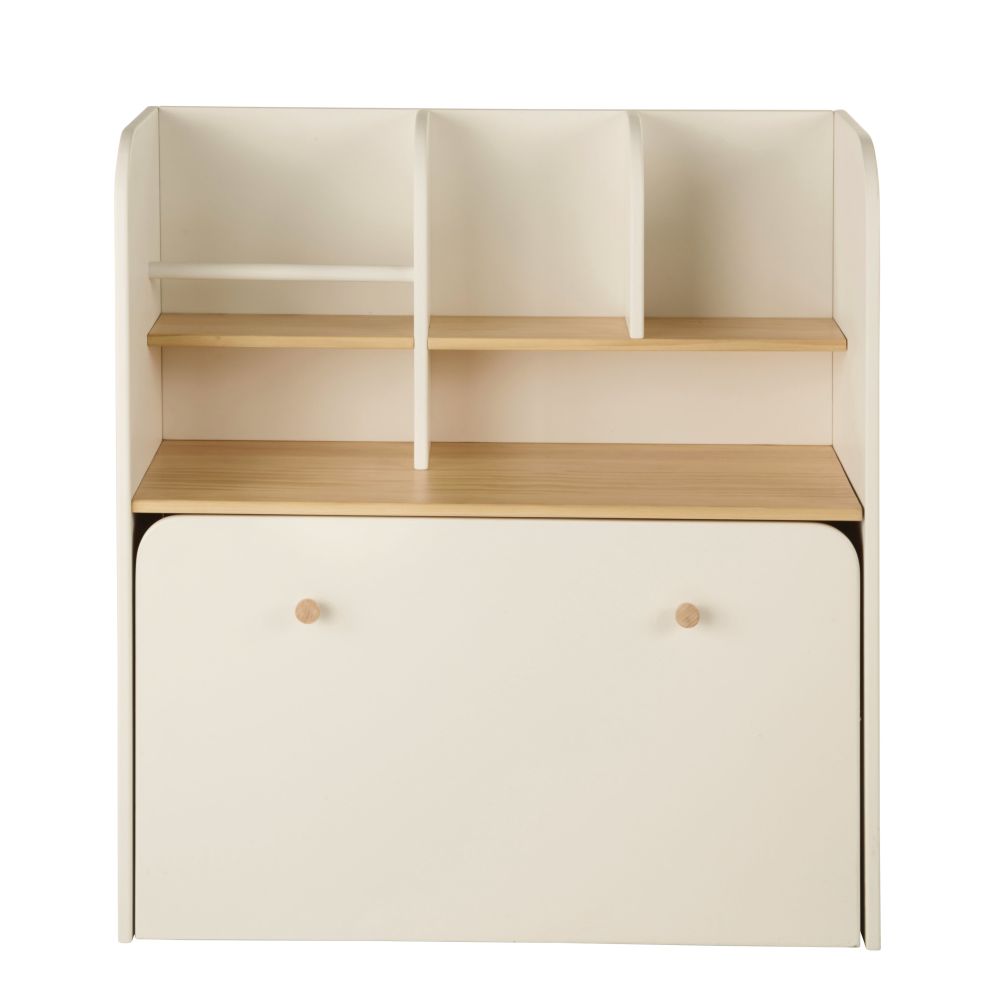 Bureau bibliothèque enfant Waren combiné écru à roulettes