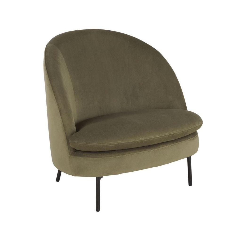 Fauteuil Prana en velours vert kaki