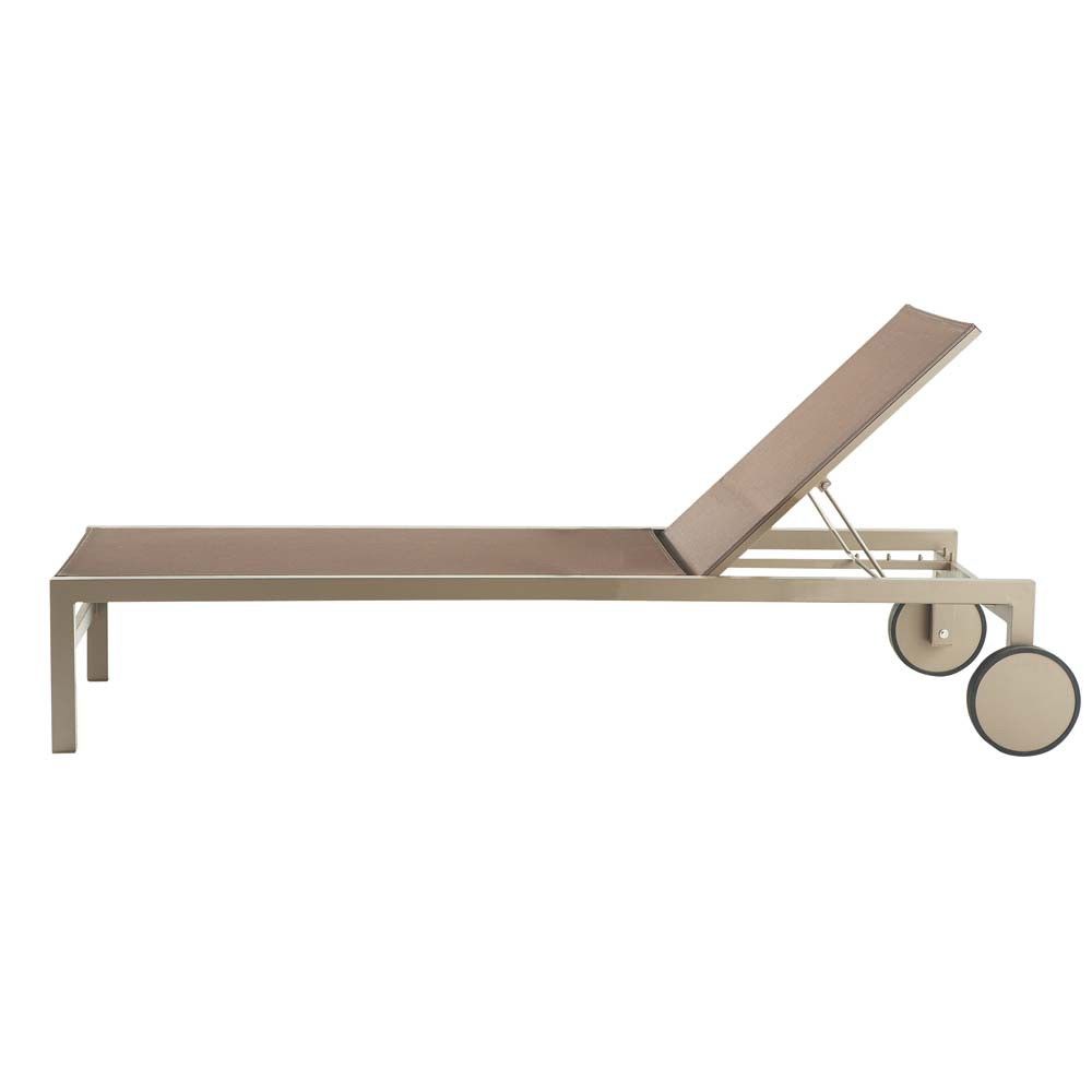 Bain de soleil Antalya à roulettes en aluminium taupe