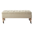 Banquette Colette beige avec coffre de rangement et roulettes