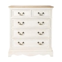 Commode haute Léontine 5 tiroirs crème