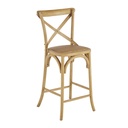 Chaise de bar Tradition en bois de frêne et rotin H75
