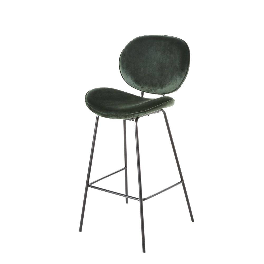 Chaise de bar Luna velours et acier vert