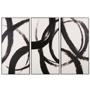 Triptyque Broadway peint abstrait noir et blanc