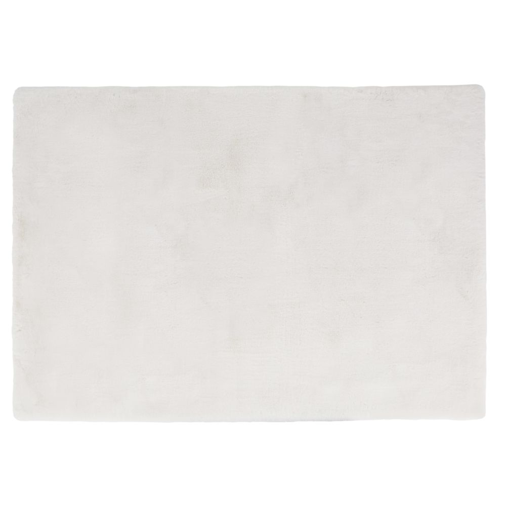 Tapis shaggy immitation fourrure blanche