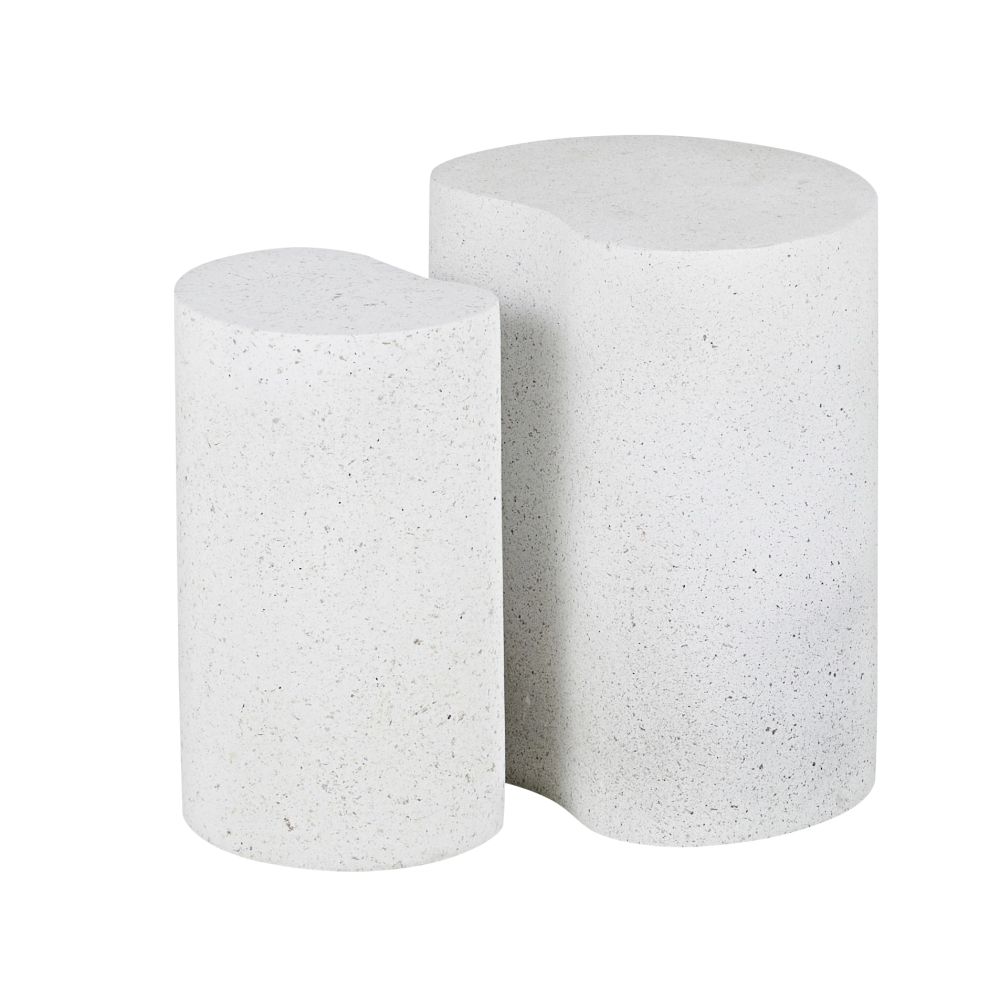 Set de 2 Bouts de canapé LEO effet terrazzo blanc