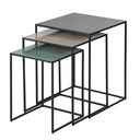 Set de 3 table d'appoint Tadeo carrés encastrables en métal noir, blanc et vert