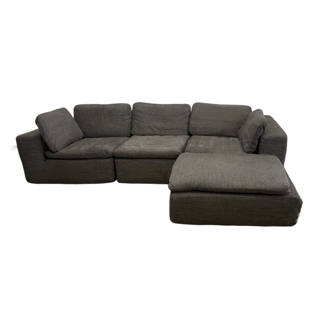 Canapé d'angle modulable Santorini 3/4 places tissu gris anthracite