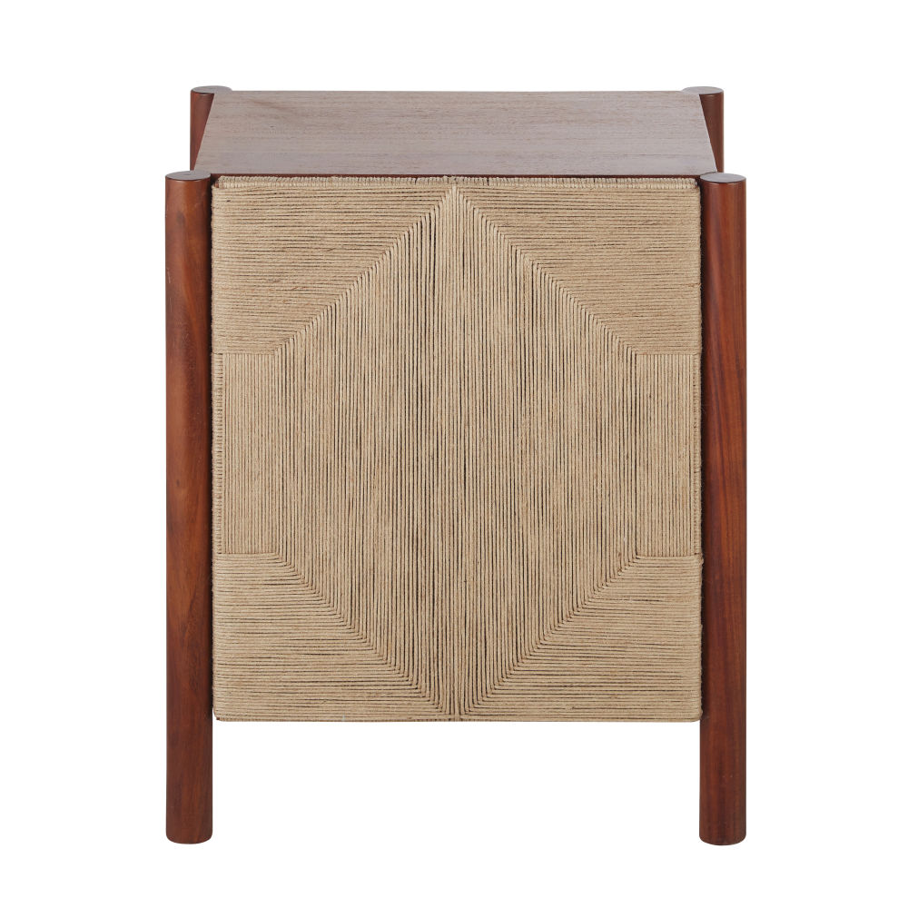 Petit meuble de rangement Edouard en bois d'acacia et jute 2 portes marron