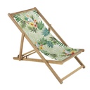 Chilienne Panama en bois d'acacia massif et toile imprimé tropical vert