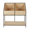 Meuble de rangement Jimmy vinyle en bois de sapin et fer recyclé noir