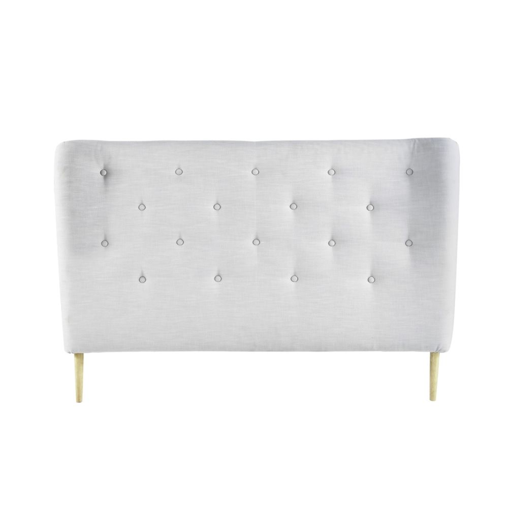 Tête de lit 160 capitonnée Iceberg vintage en tissu gris