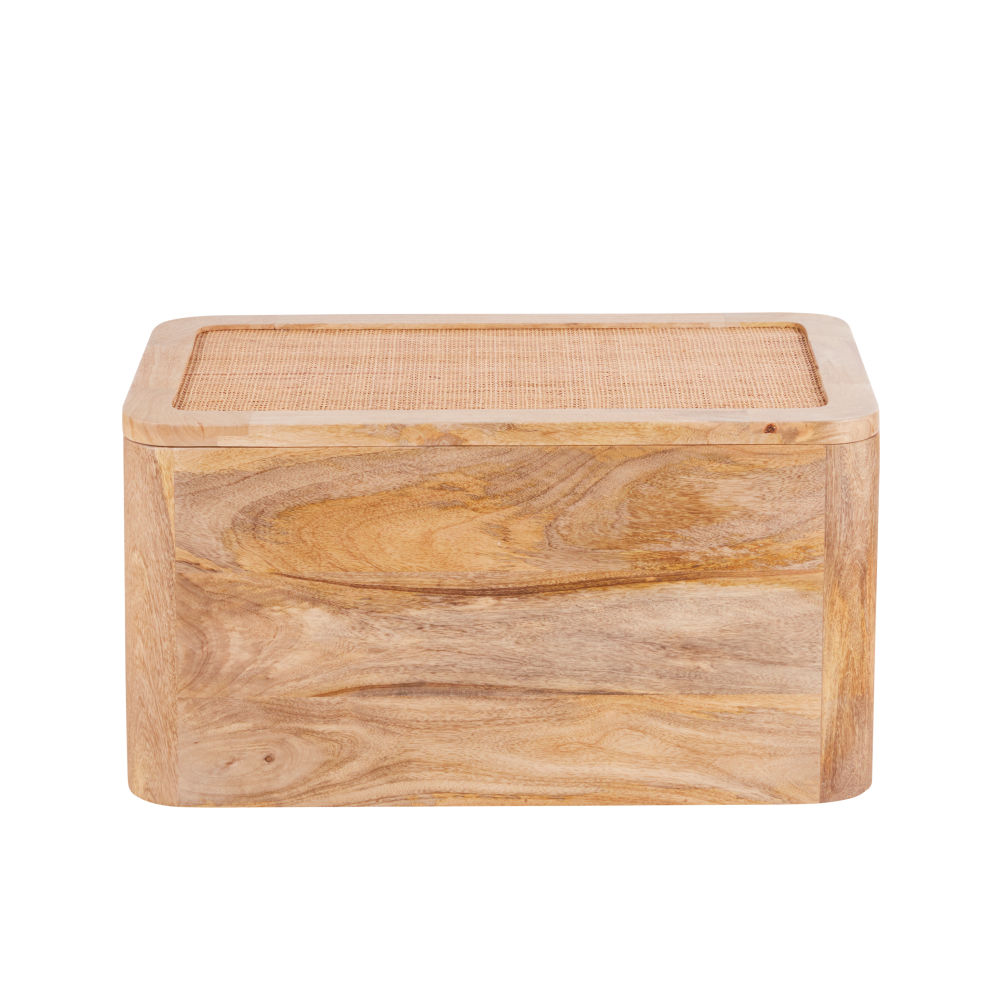 Malle en bois de manguier et cannage en rotin Eleoli