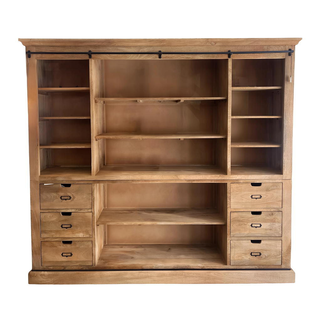 Bibliothèque Germain 6 tiroirs en manguier massif