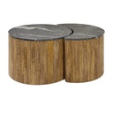 Ensemble table basse Nido demi-lune marbre noir et bois