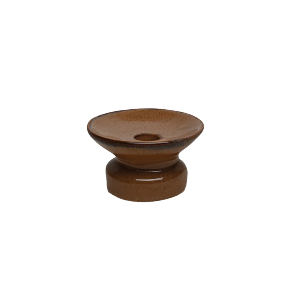 Petit bougeoir en céramique Padre terre d'ombre assortie