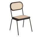 Chaise Alba en acier noir et bois de bouleau avec rotin synthétique