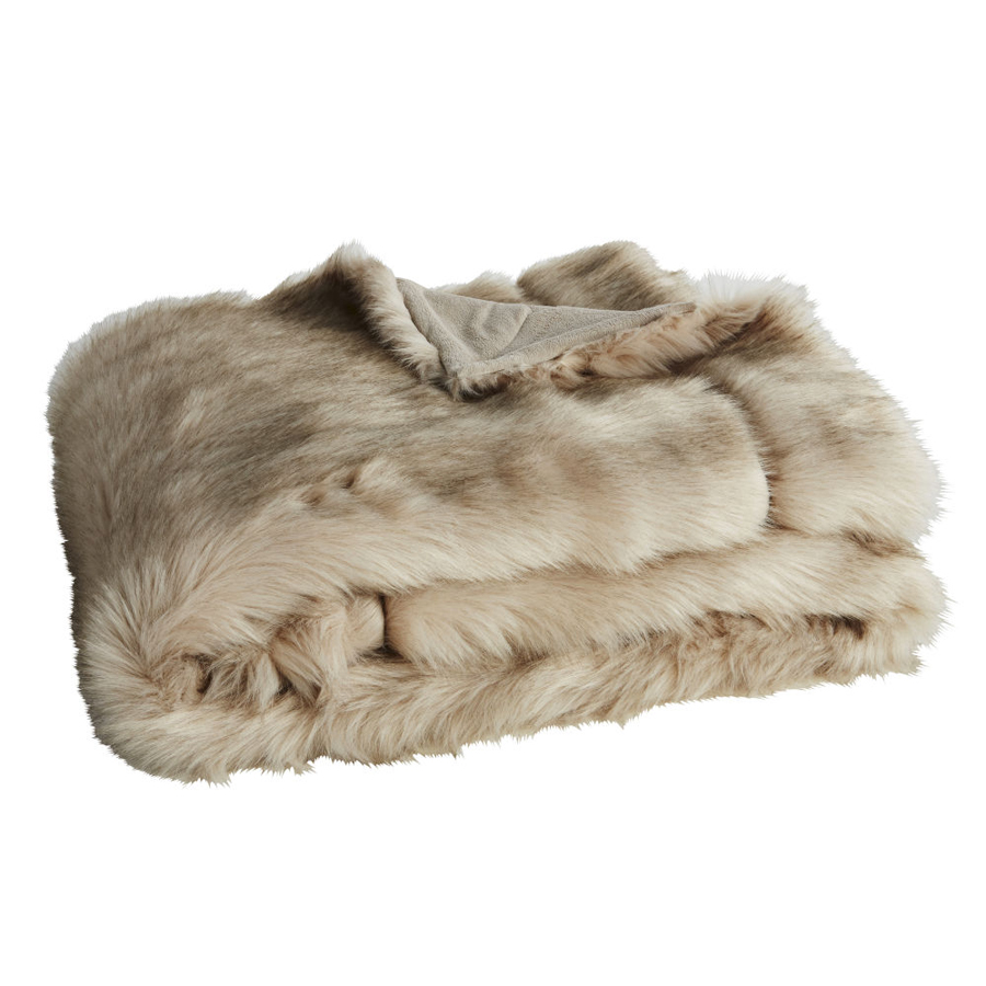 Plaid Imeon imitation fourrure marron glacé 150x180