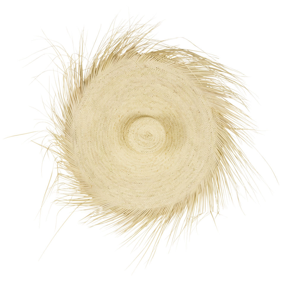 Déco murale IVY chapeau en fibre végétale beige 90x90