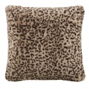 Coussin Himala imitation fourrure noire et marron imprimé léopard 45x45