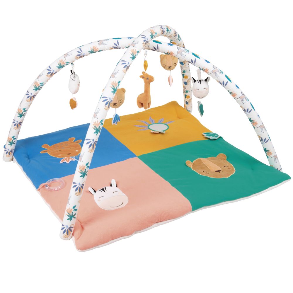 Tapis d'éveil Madrid bébé carré animaux multicolores