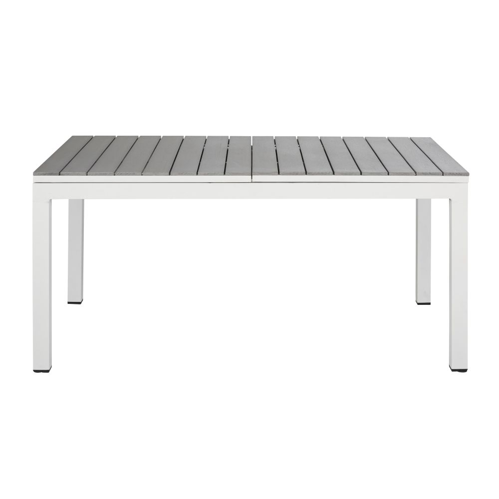 Table de jardin extensible Escala extensible en aluminium imitation bois gris clair et blanc 6/8 personnes
