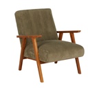 Fauteuil vintage Hermann en bois de hêtre et velours côtelé vert kaki