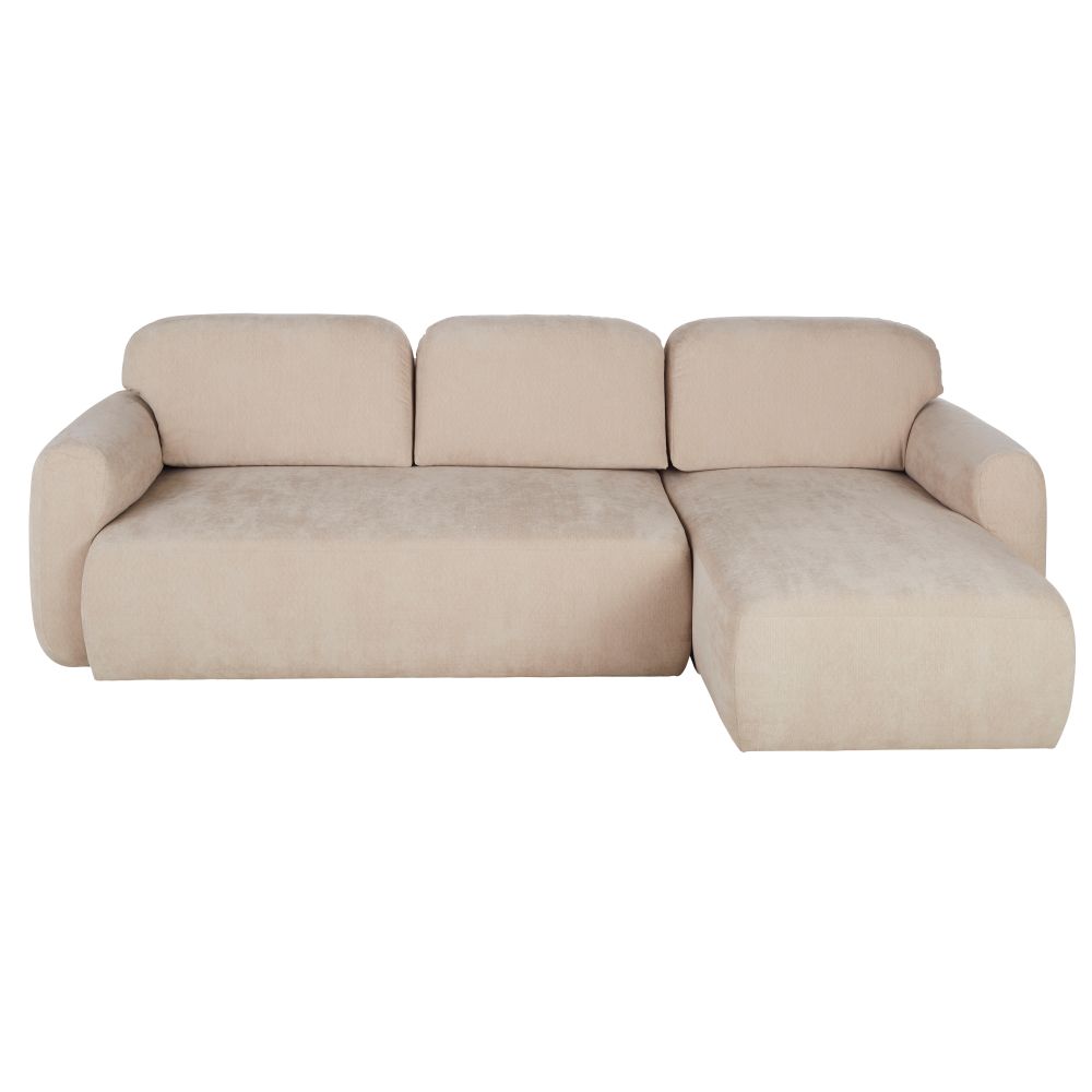 Canapé d'angle convertible Bump 3/4 places en tissu recyclé beige