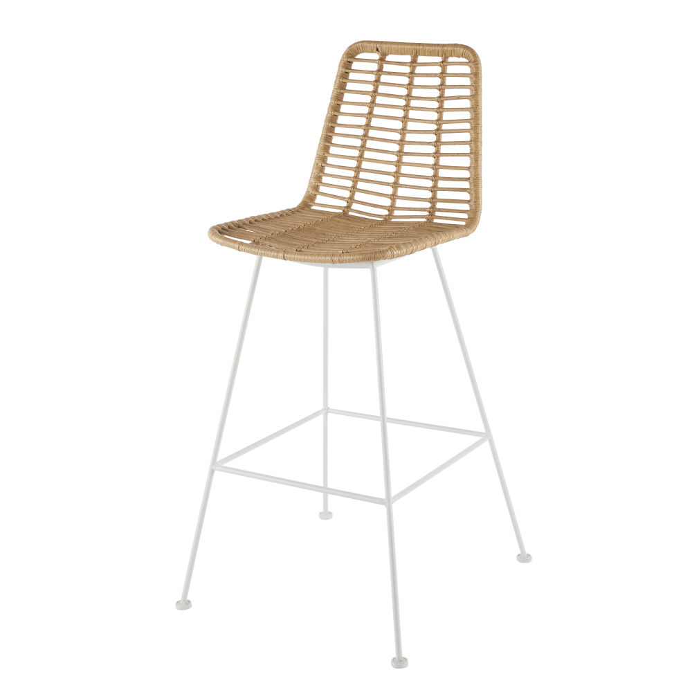 Chaise haute de jardin professionnelle Selva en résine recyclée et métal blanc