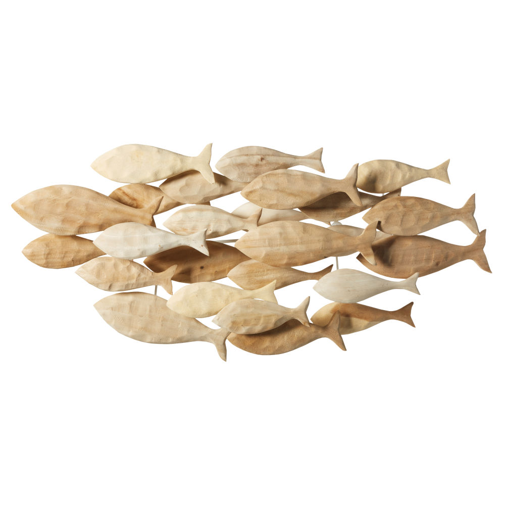 Déco murale Mascate poissons en albizia 104x49