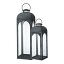 Ensemble 2 lanternes de jardin Breme en métal