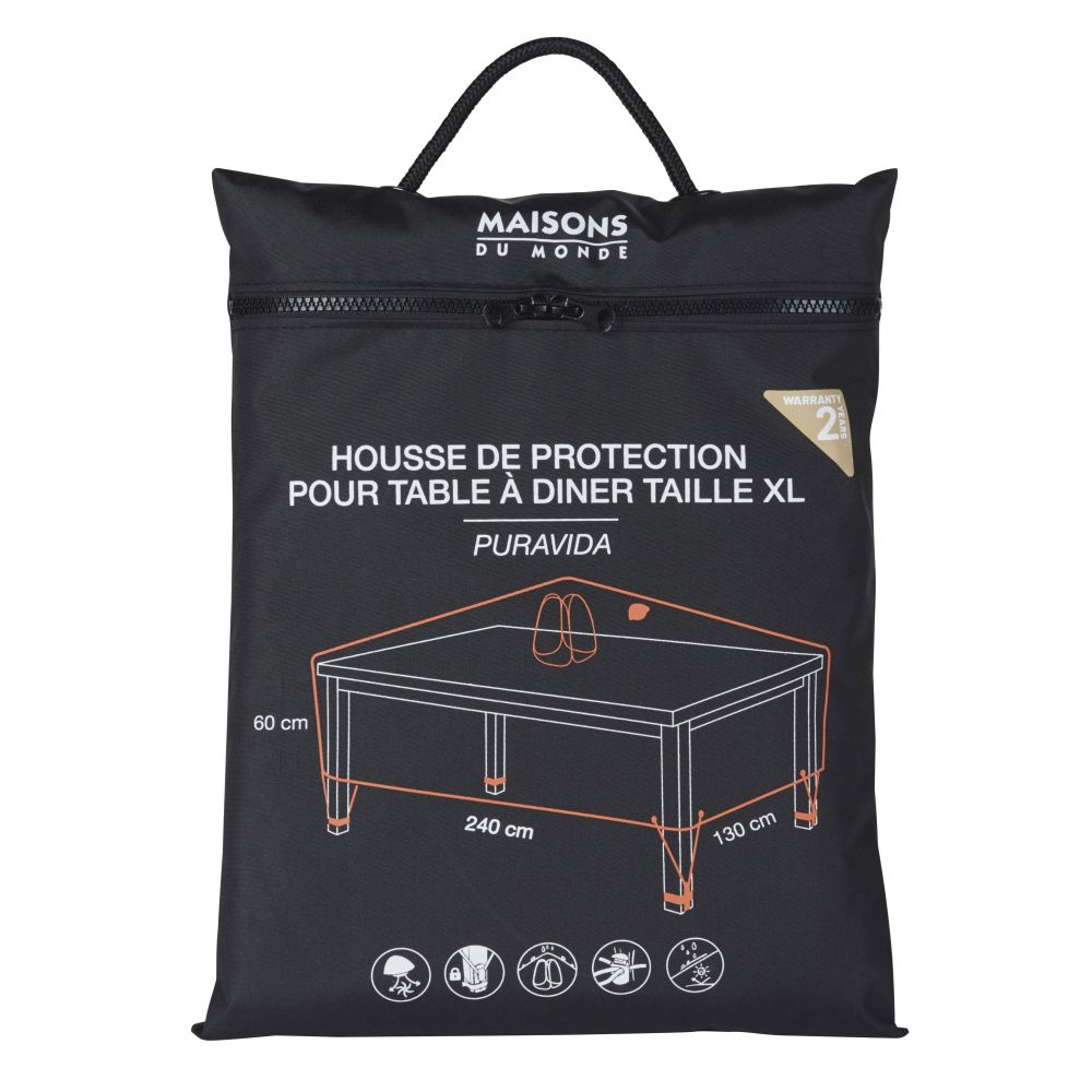 Housse de protection PURAVIDA pour table de jardin rectangulaire noire L240