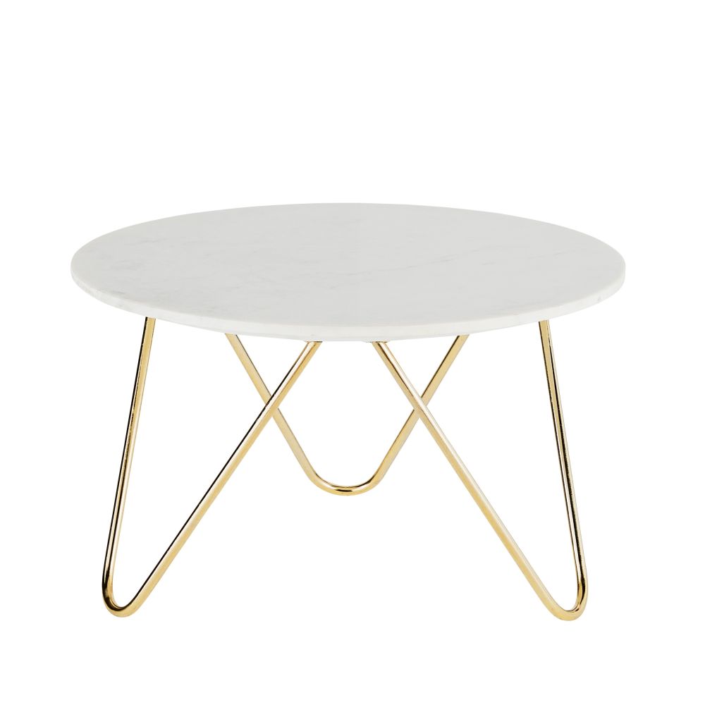 Table basse Eagle ronde en marbre et métal coloris laiton D75