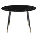 Table à manger Phea effet marbre noir et métal coloris laiton et noir 5/6 personnes D120