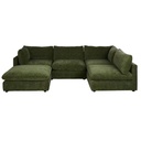 Canapé d'angle droit Sunset 5/6 places en textile chenille vert