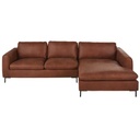 Canapé d'angle droit City 4/5 places en cuir recyclé marron