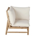 Angle pour canapé de jardin Negara modulable en bois d'acacia et coussins écrus